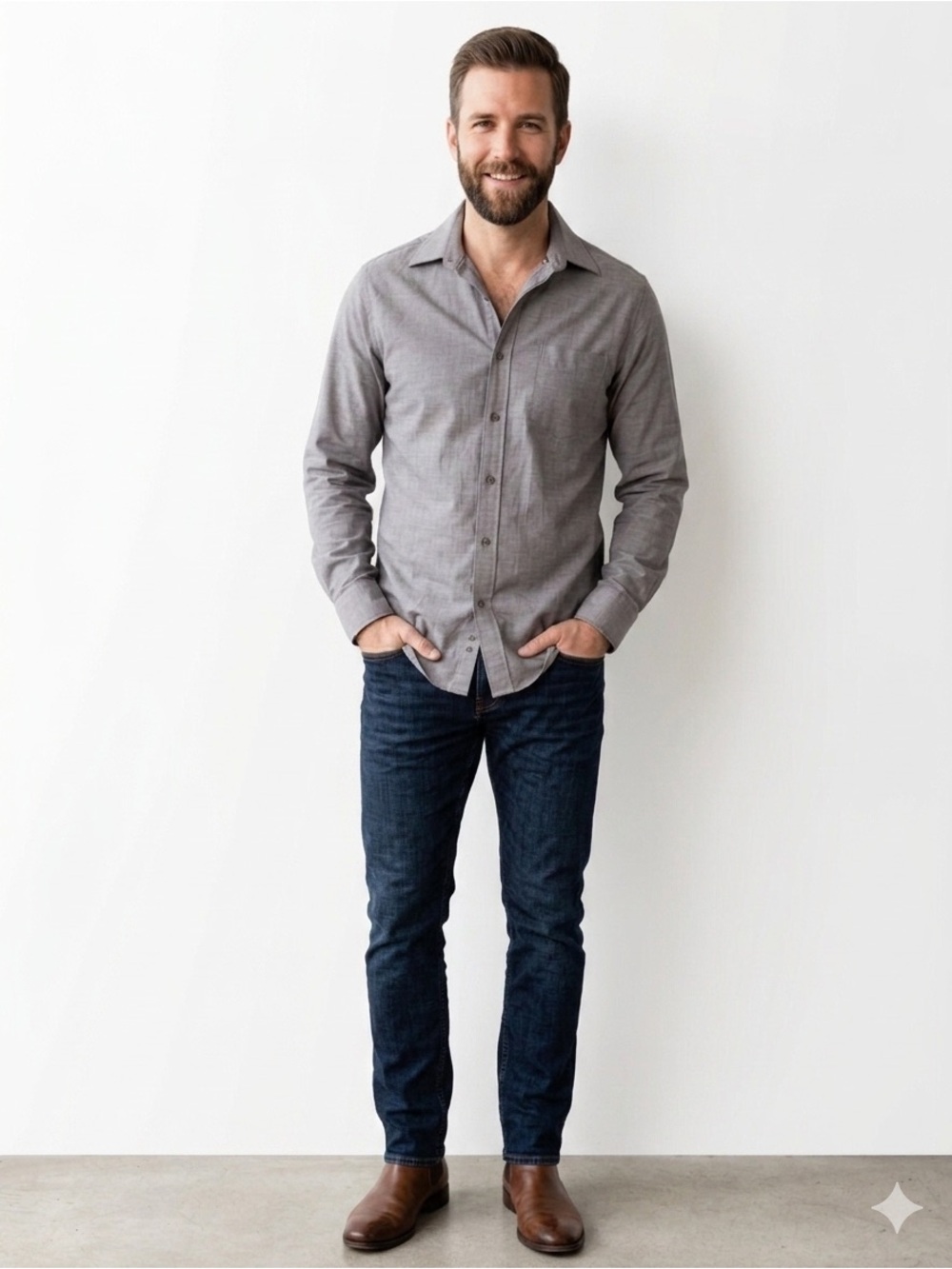 Merona Men’s Gray Button-Up Shirt